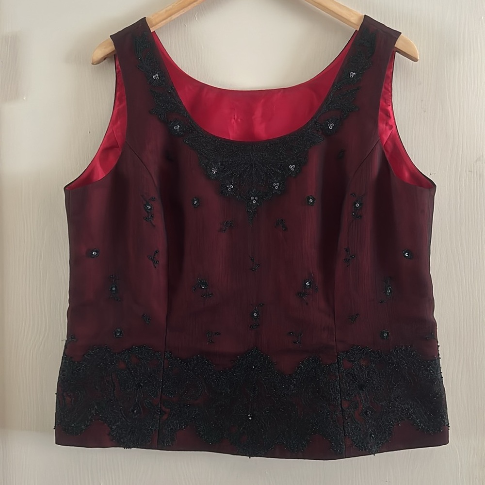 Vintage 90s Mesh Embroidered Corset Top Sz XL